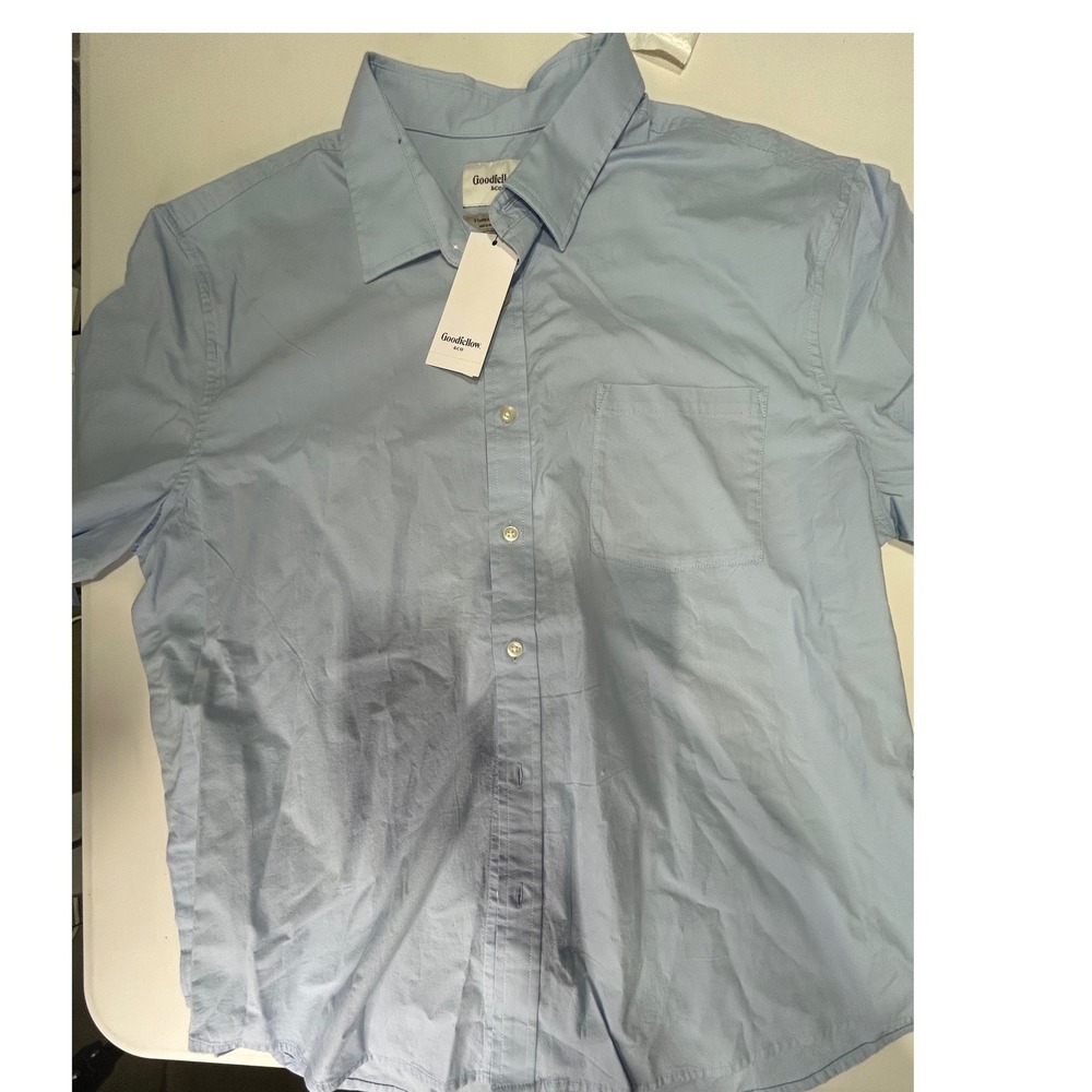 Goodfellow & Co Mens XL Light Blue SS Poplin‎ Button Down Shirt Standard Fit NWT